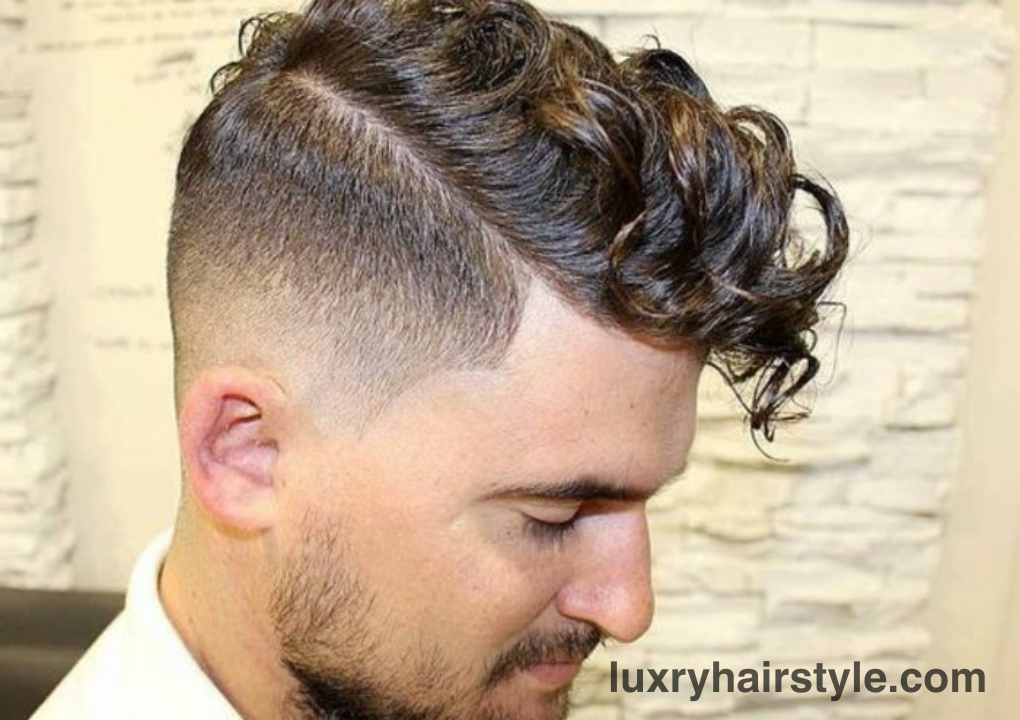 Curly Fade with Side Part