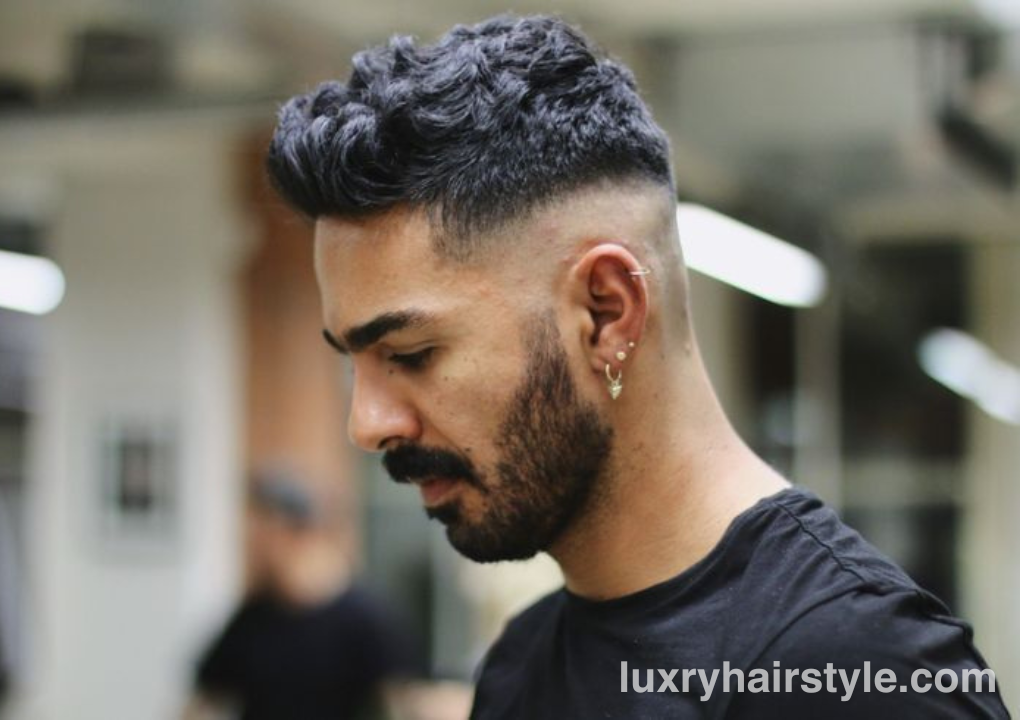 Curly Quiff with Mid Fade