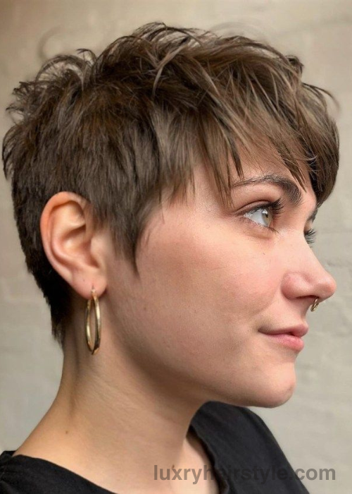 Long Textured Pixie with Asymmetrical Nape and Bangs