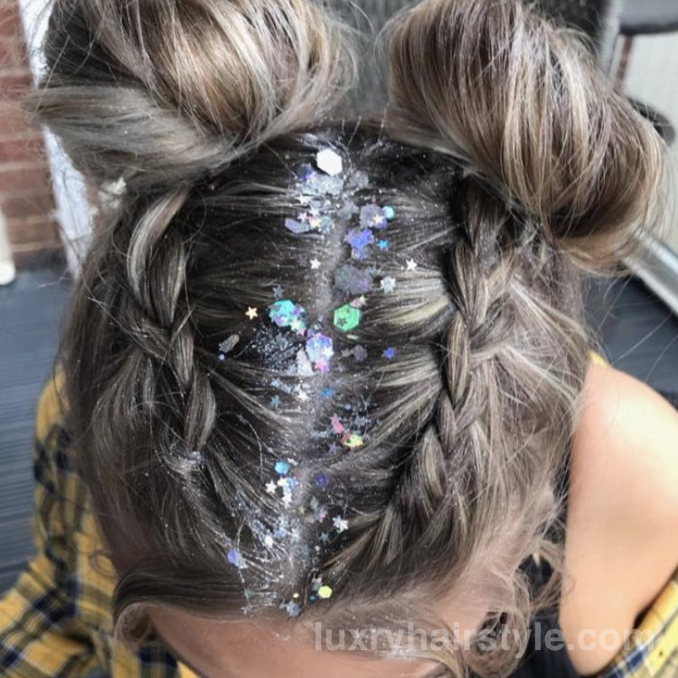 Braided Half Up with Glitter hairstyle